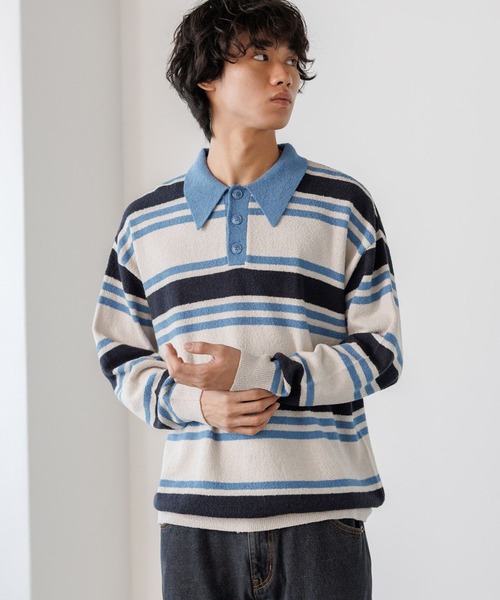 PBLIM（ページボーイリム）の「《UNISEX》プレッピーラガーニット（ニット/セーター・レディース・ブルー/グリーン・FREE）」の2枚目の写真