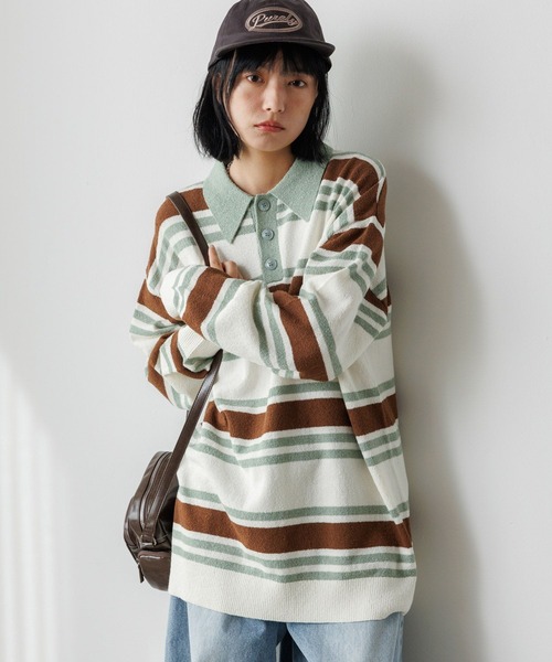 PBLIM（ページボーイリム）の「《UNISEX》プレッピーラガーニット（ニット/セーター・レディース・ブルー/グリーン・FREE）」の4枚目の写真