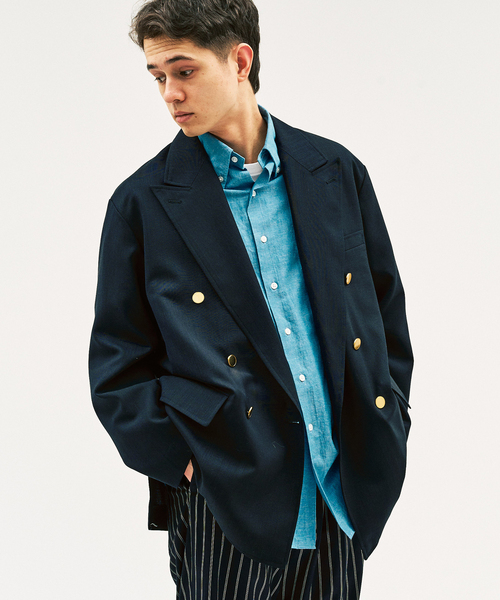 417 EDIFICE（フォーワンセブンエディフィス）の「【MOONLIGHT CLOTHING】YUP Wジャケット（テーラードジャケット・メンズ・ネイビー/ダークブルー/ブラウン・40/38/42）」の2枚目の写真