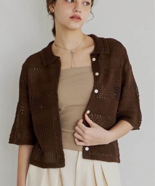 crochet summer knit cardigan/透かし編みサマーニットカーディガン