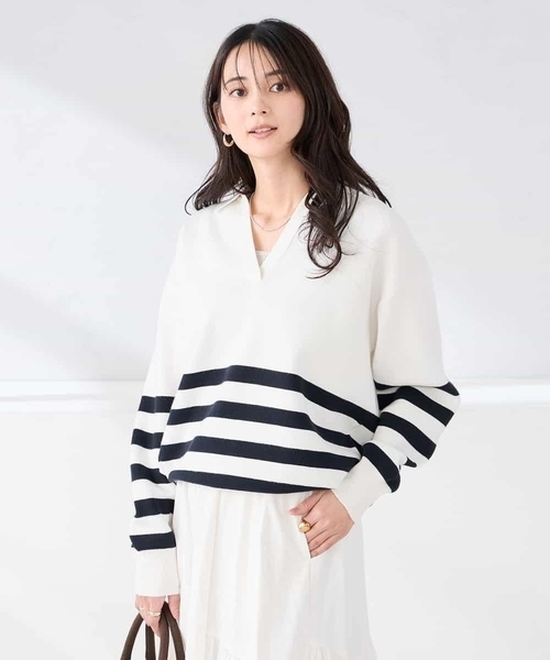 a.v.v(アーヴェヴェ)の「スキッパーボーダーニット(ニット/セーター・レディース・アイボリー/ホワイト・39)」の16枚目の写真