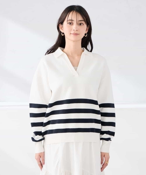 a.v.v(アーヴェヴェ)の「スキッパーボーダーニット(ニット/セーター・レディース・アイボリー/ホワイト・39)」の22枚目の写真