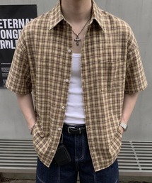 WYZ（ダブリューワイジィー）の「オーバーサイズチェック柄半袖シャツ/ユニセックス（シャツ/ブラウス）」