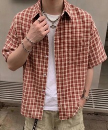 WYZ（ダブリューワイジィー）の「オーバーサイズチェック柄半袖シャツ/ユニセックス（シャツ/ブラウス）」