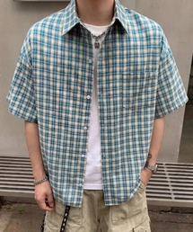 WYZ wear（ダブリューワイジィーウェア）の「オーバーサイズチェック柄半袖シャツ/ユニセックス（シャツ/ブラウス）」
