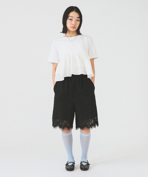 Ray BEAMS（レイビームス）の「レース スカラヘム ハーフ パンツ（その他パンツ・レディース・ホワイト/ブラック/サックスブルー・1/0）」の8枚目の写真