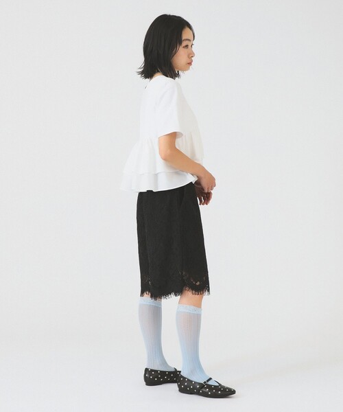 Ray BEAMS（レイビームス）の「レース スカラヘム ハーフ パンツ（その他パンツ・レディース・ホワイト/ブラック/サックスブルー・1/0）」の9枚目の写真