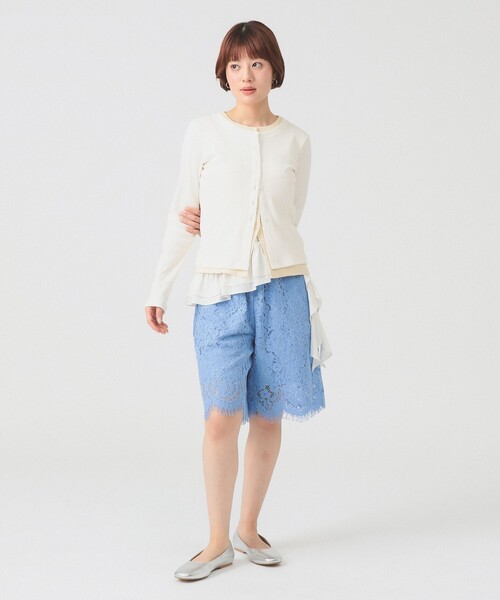 Ray BEAMS（レイビームス）の「レース スカラヘム ハーフ パンツ（その他パンツ・レディース・ホワイト/ブラック/サックスブルー・1/0）」の12枚目の写真