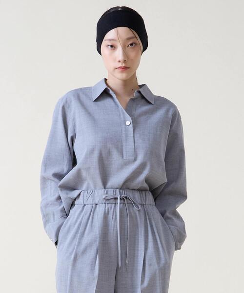 Tiara(ティアラ)の「スキッパーシャツ(シャツ/ブラウス・レディース・グレー/ピンク/ネイビー・FREE)」の2枚目の写真