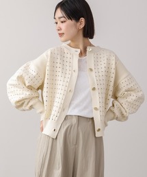 前後2WAY軽量メッシュ編ニットカーディガン