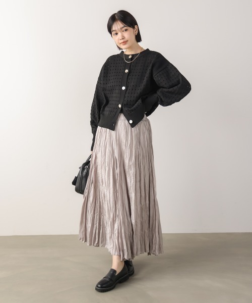 Bou Jeloud(ブージュルード)の「前後2WAY軽量メッシュ編ニットカーディガン(カーディガン/ボレロ・レディース・アイボリー/ブラック/オレンジ・FREE)」の21枚目の写真