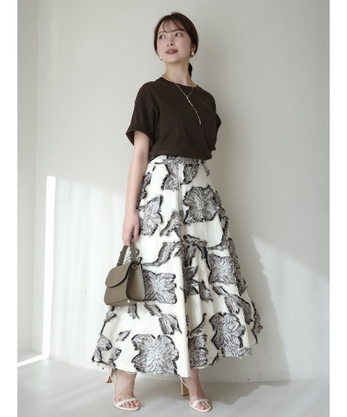 anuans（アニュアンス）の「ボタニカルフラワーカットジャガードスカート（スカート・レディース・ベージュ・MEDIUM/SMALL）」の16枚目の写真