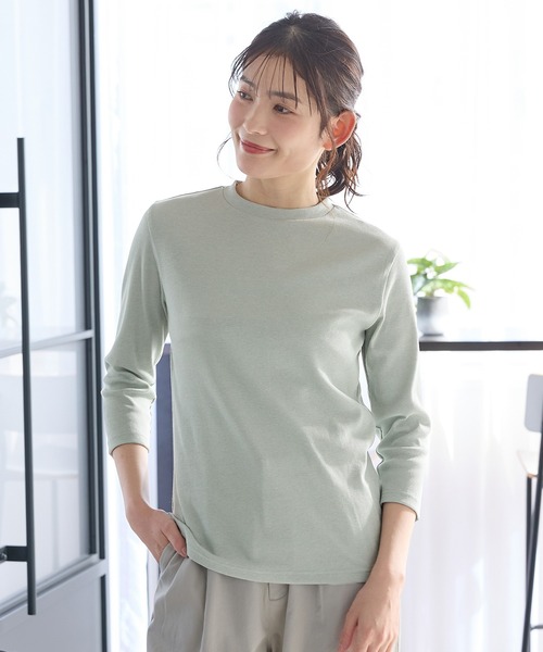 Honeys（ハニーズ）の「【ＵＶカット】７分袖テレコＴシャツ（Tシャツ/カットソー・レディース・ブラック/オフホワイト/ブルー/ライトイエロー/ベージュ/ミント・L/LL/M/S）」の4枚目の写真