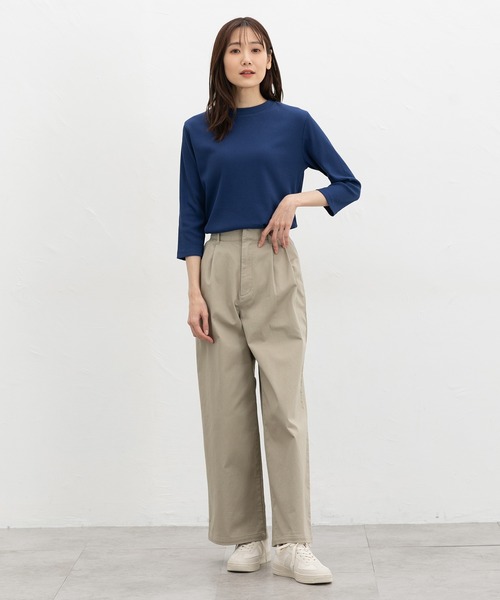 Honeys（ハニーズ）の「【ＵＶカット】７分袖テレコＴシャツ（Tシャツ/カットソー・レディース・ブラック/オフホワイト/ブルー/ライトイエロー/ベージュ/ミント・L/LL/M/S）」の13枚目の写真