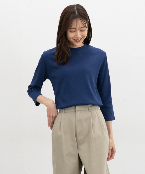 Honeys（ハニーズ）の「【ＵＶカット】７分袖テレコＴシャツ（Tシャツ/カットソー・レディース・ブラック/オフホワイト/ブルー/ライトイエロー/ベージュ/ミント・L/LL/M/S）」の14枚目の写真