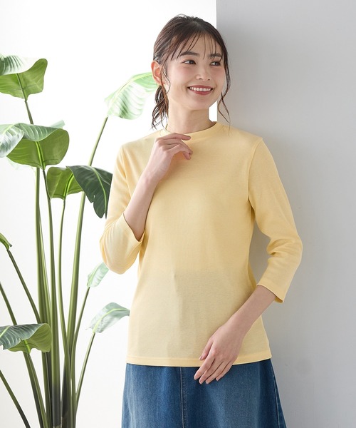 Honeys（ハニーズ）の「【ＵＶカット】７分袖テレコＴシャツ（Tシャツ/カットソー・レディース・ブラック/オフホワイト/ブルー/ライトイエロー/ベージュ/ミント・L/LL/M/S）」の16枚目の写真