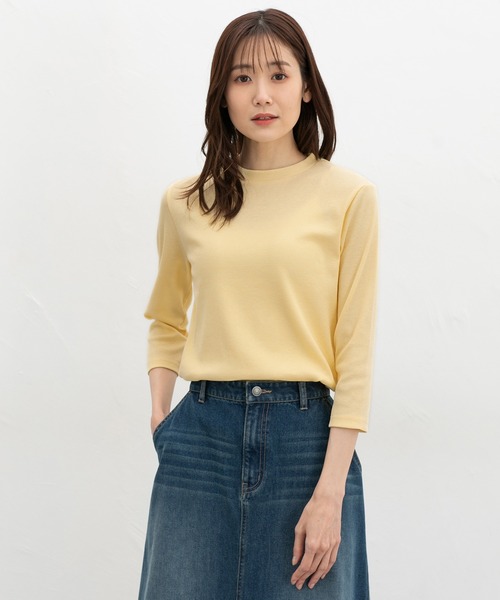 Honeys（ハニーズ）の「【ＵＶカット】７分袖テレコＴシャツ（Tシャツ/カットソー・レディース・ブラック/オフホワイト/ブルー/ライトイエロー/ベージュ/ミント・L/LL/M/S）」の21枚目の写真