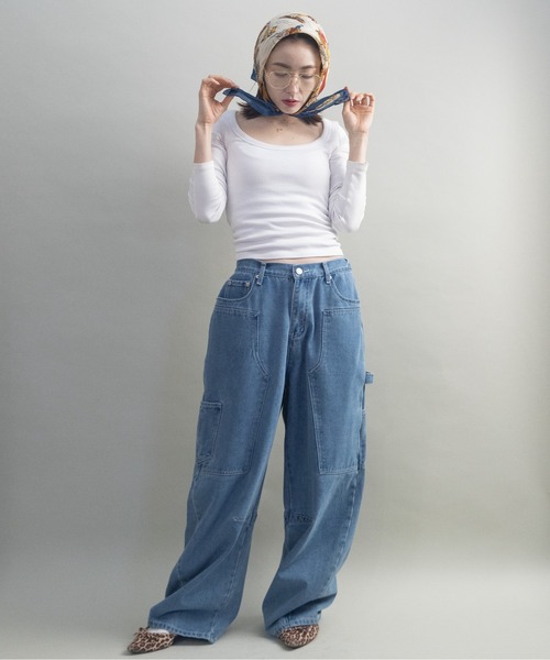 lodie(ロディ)の「ペインター ワイドデニムパンツ(デニムパンツ・レディース・ブルー/ネイビー・FREE)」の19枚目の写真