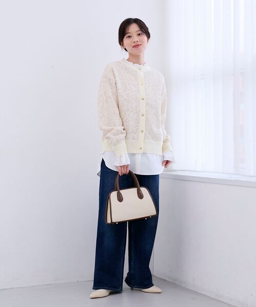le.coeur blanc(ルクールブラン)の「コード刺しゅうレースカーデ(カーディガン/ボレロ・レディース・アイボリー/ネイビー・38)」の18枚目の写真