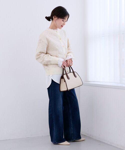 le.coeur blanc(ルクールブラン)の「コード刺しゅうレースカーデ(カーディガン/ボレロ・レディース・アイボリー/ネイビー・38)」の19枚目の写真