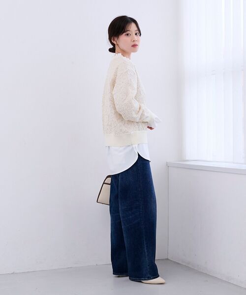 le.coeur blanc(ルクールブラン)の「コード刺しゅうレースカーデ(カーディガン/ボレロ・レディース・アイボリー/ネイビー・38)」の20枚目の写真