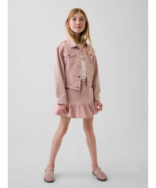 GAP(ギャップ)の「デニム ラッフルフリルスカート (キッズ)(スカート・キッズ・ピンク・160cm/155cm/150cm/140cm/130cm/120cm)」の2枚目の写真