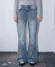ANOLORCODE WOMAN（アナルロコード ウーマン）の「ツイストブーツカットデニムパンツ（ブルー）（デニムパンツ）」