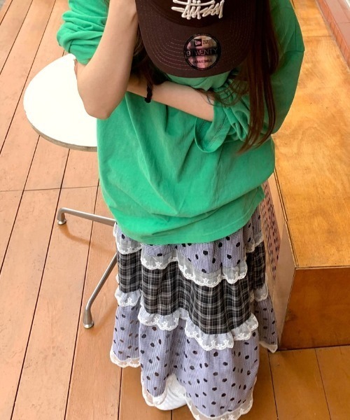 Vipoa（ヴィポア）の「Multi check dot long skirt（スカート・レディース・グレー系その他・FREE）」の16枚目の写真