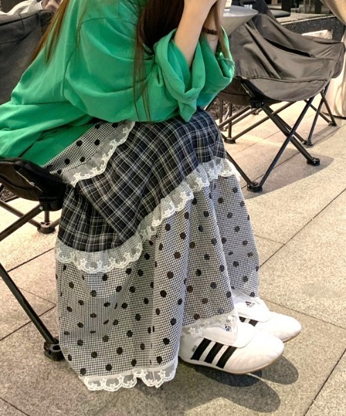 Vipoa（ヴィポア）の「Multi check dot long skirt（スカート・レディース・グレー系その他・FREE）」の19枚目の写真