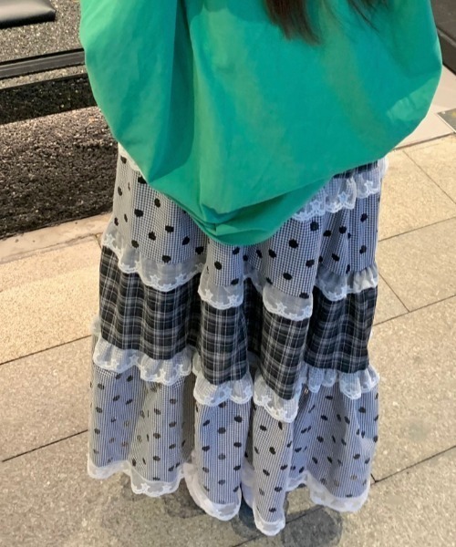 Vipoa（ヴィポア）の「Multi check dot long skirt（スカート・レディース・グレー系その他・FREE）」の20枚目の写真