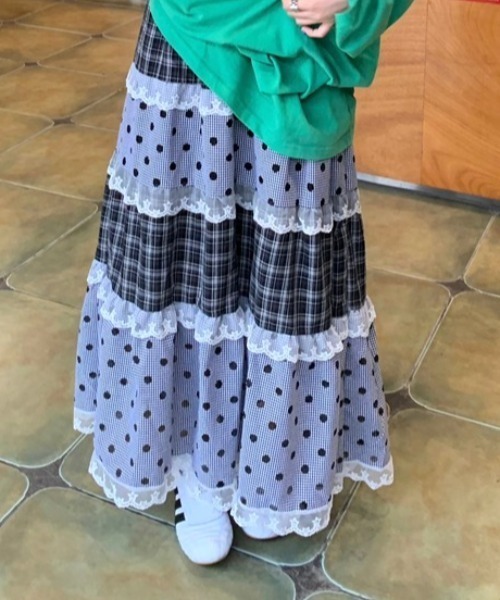 Vipoa（ヴィポア）の「Multi check dot long skirt（スカート・レディース・グレー系その他・FREE）」の21枚目の写真