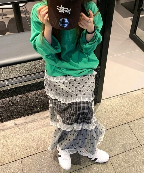 Vipoa（ヴィポア）の「Multi check dot long skirt（スカート・レディース・グレー系その他・FREE）」の22枚目の写真