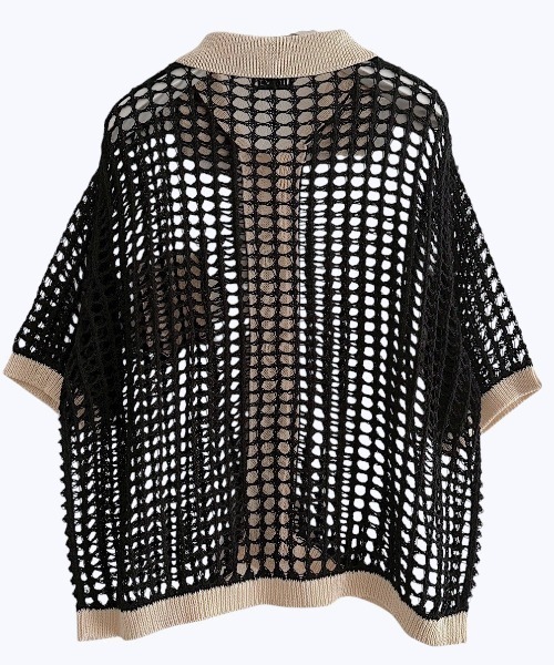 Paradise Picnic（パラダイスピクニック）の「HCAE　カラートリムメッシュニット（カーディガン/ボレロ・レディース・グリーン/ブルー/ブラック・FREE）」の5枚目の写真