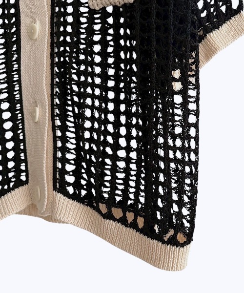 Paradise Picnic（パラダイスピクニック）の「HCAE　カラートリムメッシュニット（カーディガン/ボレロ・レディース・グリーン/ブルー/ブラック・FREE）」の7枚目の写真