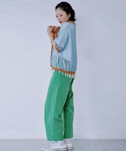 Paradise Picnic（パラダイスピクニック）の「HCAE　カラートリムメッシュニット（カーディガン/ボレロ・レディース・グリーン/ブルー/ブラック・FREE）」の9枚目の写真