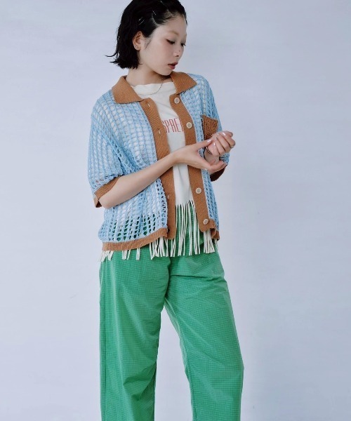 Paradise Picnic（パラダイスピクニック）の「HCAE　カラートリムメッシュニット（カーディガン/ボレロ・レディース・グリーン/ブルー/ブラック・FREE）」の13枚目の写真