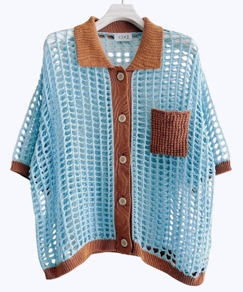 Paradise Picnic（パラダイスピクニック）の「HCAE　カラートリムメッシュニット（カーディガン/ボレロ・レディース・グリーン/ブルー/ブラック・FREE）」の18枚目の写真