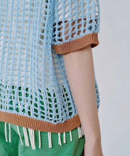 Paradise Picnic（パラダイスピクニック）の「HCAE　カラートリムメッシュニット（カーディガン/ボレロ・レディース・グリーン/ブルー/ブラック・FREE）」の22枚目の写真