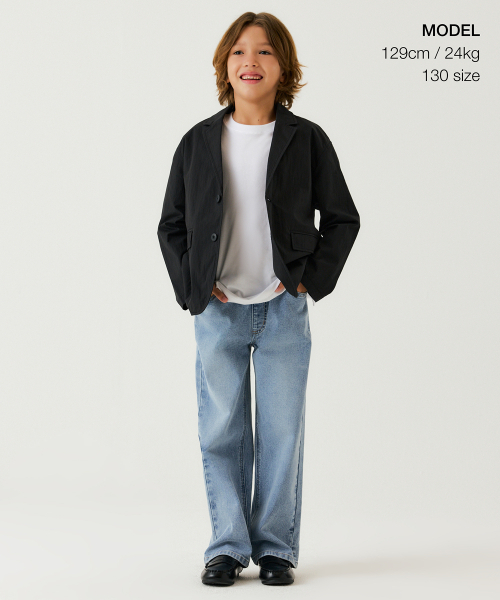 MUSINSA STANDARD KIDS（ムシンサスタンダードキッズ）の「ストレートバンディングデニムパンツ[ライトインディゴ]（デニムパンツ・レディース・その他・100/110/130/140/150/160/120）」の2枚目の写真