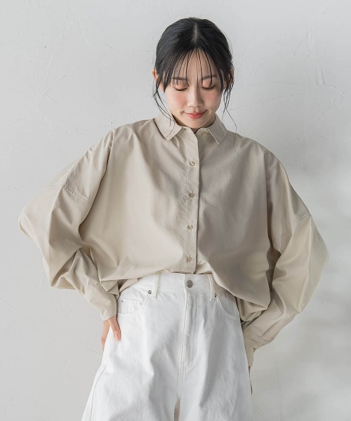 Droite lautreamont（ドロワットロートレアモン）の「ヴィンテージブロードシャツ≪手洗い可能≫（シャツ/ブラウス・レディース・ブルー/オフホワイト/ベージュ・M）」の3枚目の写真