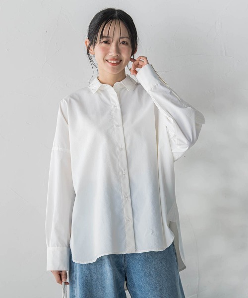 Droite lautreamont（ドロワットロートレアモン）の「ヴィンテージブロードシャツ≪手洗い可能≫（シャツ/ブラウス・レディース・ブルー/オフホワイト/ベージュ・M）」の2枚目の写真