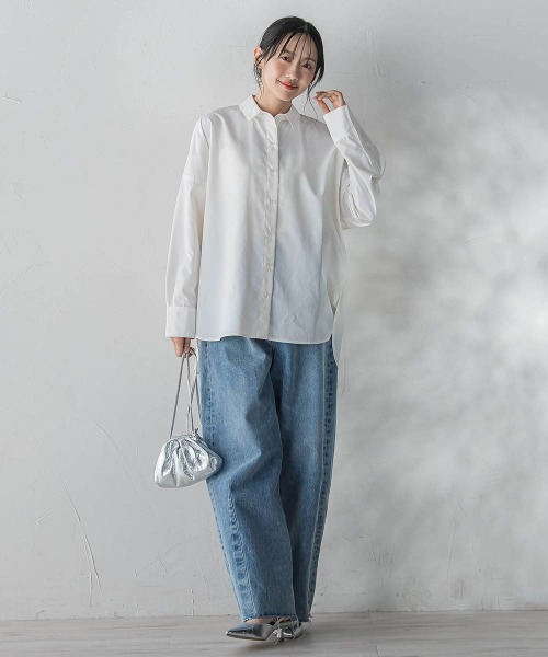 Droite lautreamont（ドロワットロートレアモン）の「ヴィンテージブロードシャツ≪手洗い可能≫（シャツ/ブラウス・レディース・ブルー/オフホワイト/ベージュ・M）」の8枚目の写真