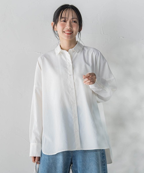 Droite lautreamont（ドロワットロートレアモン）の「ヴィンテージブロードシャツ≪手洗い可能≫（シャツ/ブラウス・レディース・ブルー/オフホワイト/ベージュ・M）」の4枚目の写真