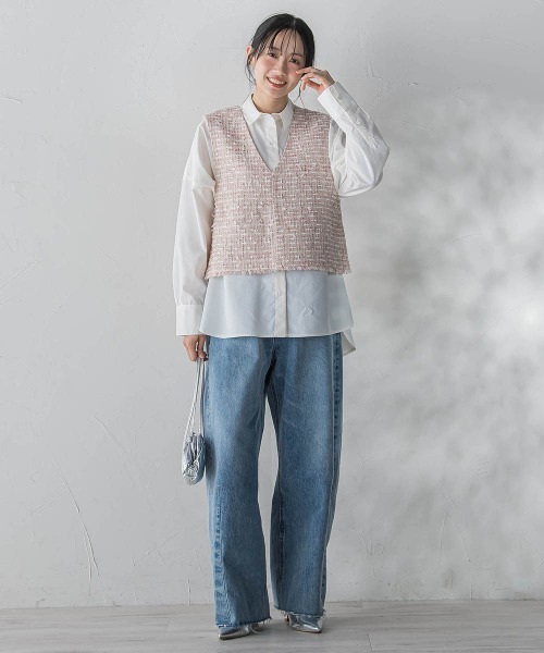 Droite lautreamont（ドロワットロートレアモン）の「ヴィンテージブロードシャツ≪手洗い可能≫（シャツ/ブラウス・レディース・ブルー/オフホワイト/ベージュ・M）」の13枚目の写真