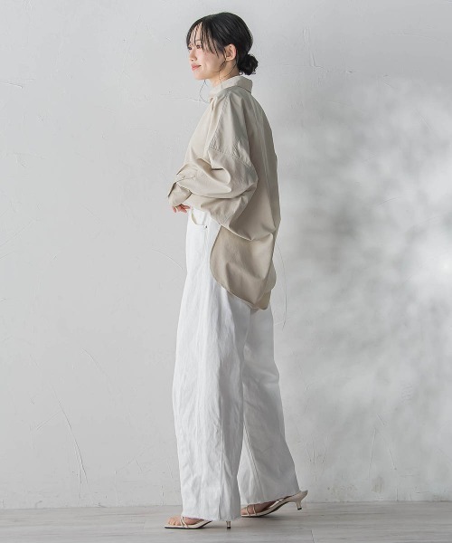 Droite lautreamont（ドロワットロートレアモン）の「ヴィンテージブロードシャツ≪手洗い可能≫（シャツ/ブラウス・レディース・ブルー/オフホワイト/ベージュ・M）」の22枚目の写真