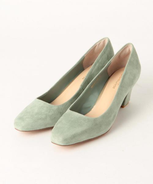 BEAUTY&YOUTH UNITED ARROWS(ビューティーアンドユースユナイテッドアローズ)の「BY スウェード スクエアトゥパンプス ◆(パンプス・レディース・ネイビー/ライム・37/38/36/36h/37h)」の2枚目の写真