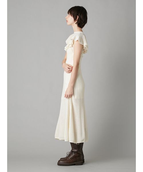 LILY BROWN(リリーブラウン)の「クロシェレーシーニットワンピース(ワンピース・レディース・オフホワイト・F)」の4枚目の写真