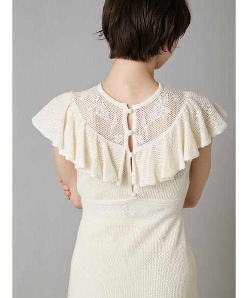 LILY BROWN(リリーブラウン)の「クロシェレーシーニットワンピース(ワンピース・レディース・オフホワイト・F)」の8枚目の写真
