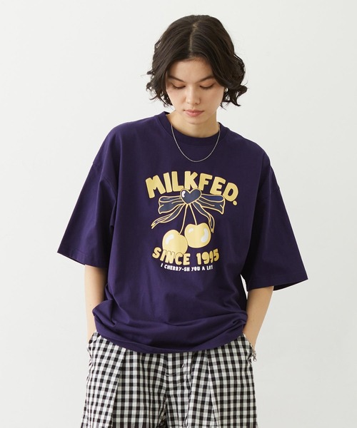 MILKFED.(ミルクフェド)の「CHERRY RIBBON WIDE S/S TEE(Tシャツ/カットソー・レディース・ブラック/ネイビー/ホワイト・M/L)」の3枚目の写真