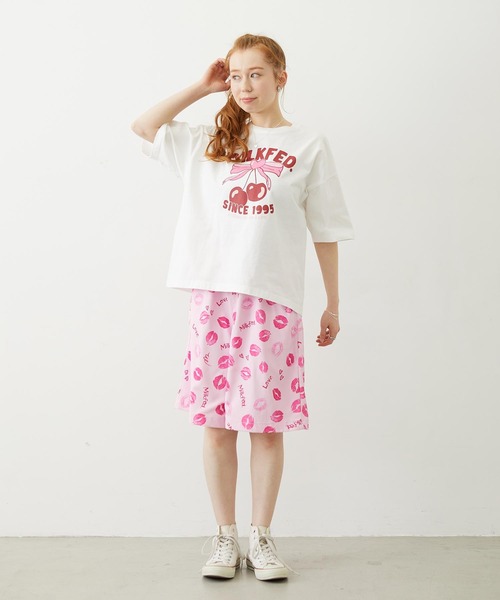MILKFED.(ミルクフェド)の「CHERRY RIBBON WIDE S/S TEE(Tシャツ/カットソー・レディース・ブラック/ネイビー/ホワイト・M/L)」の6枚目の写真